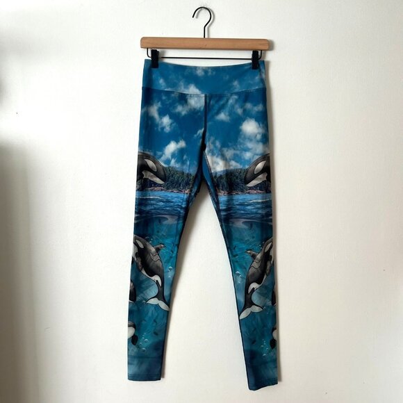 Eagle Rock Werkshop Blue Ocean Orca Leggings Women's Size Medium - Picture 1 of 8